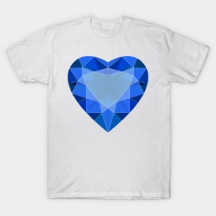 Blue Faceted Heart Shaped Gemstone T-Shirt